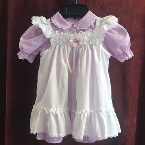Little Girls, Size 4T, 2pc lavender/white frilly dress, short sleeve